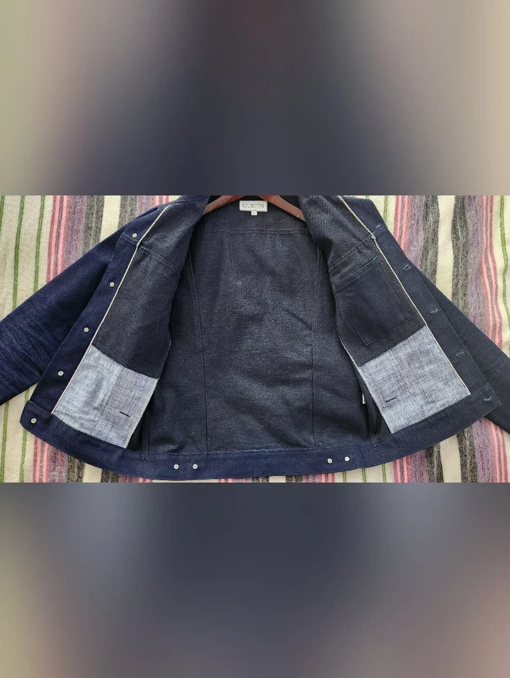 Gustin - Type 3 Selvedge Trucker Jacket, Cone Mills Blue/Black, Size Small